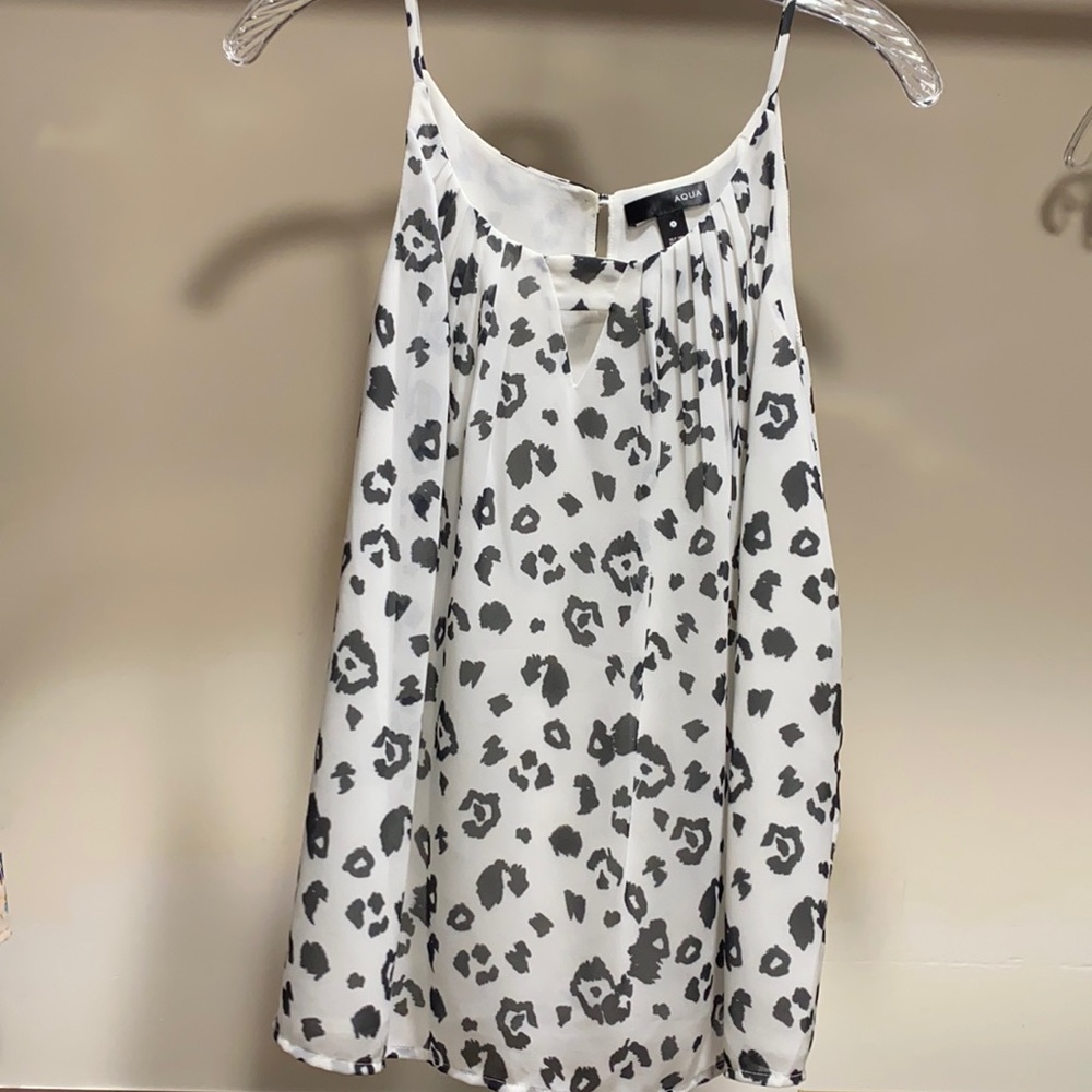 Aqua black and white animal print tank